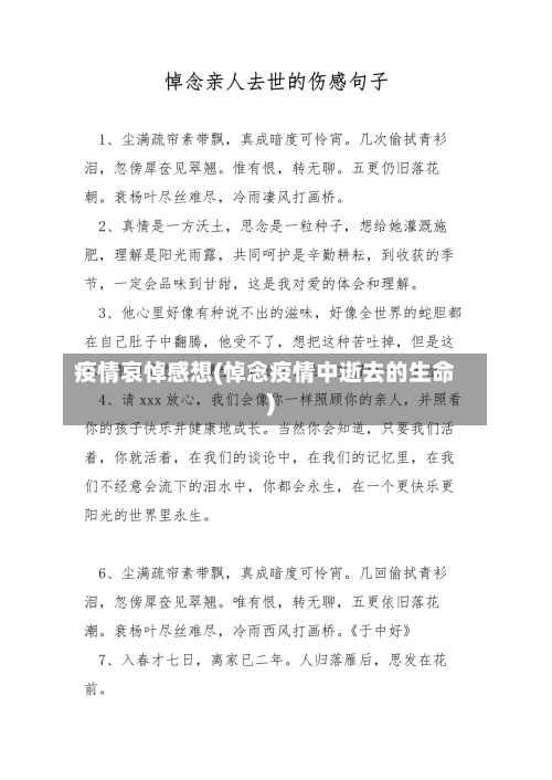 疫情哀悼感想(悼念疫情中逝去的生命)-第1张图片