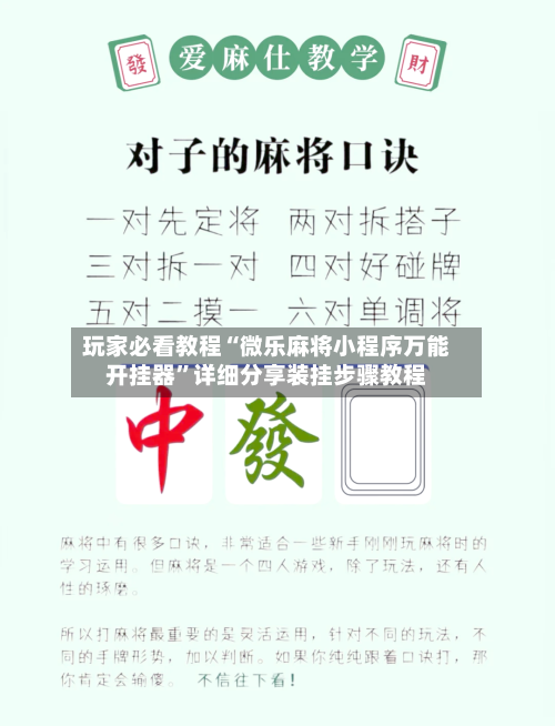 玩家必看教程“微乐麻将小程序万能开挂器”详细分享装挂步骤教程-第2张图片
