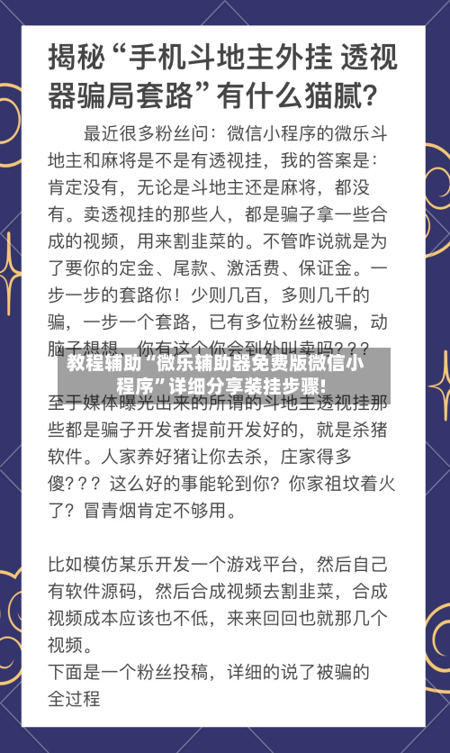 教程辅助“微乐辅助器免费版微信小程序”详细分享装挂步骤!-第1张图片